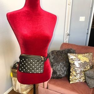 Black leather fanny pack